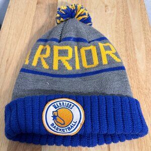 Golden State Warriors Beanie Hat Cap Blue Gray Knit Mitchell & Ness Basketball